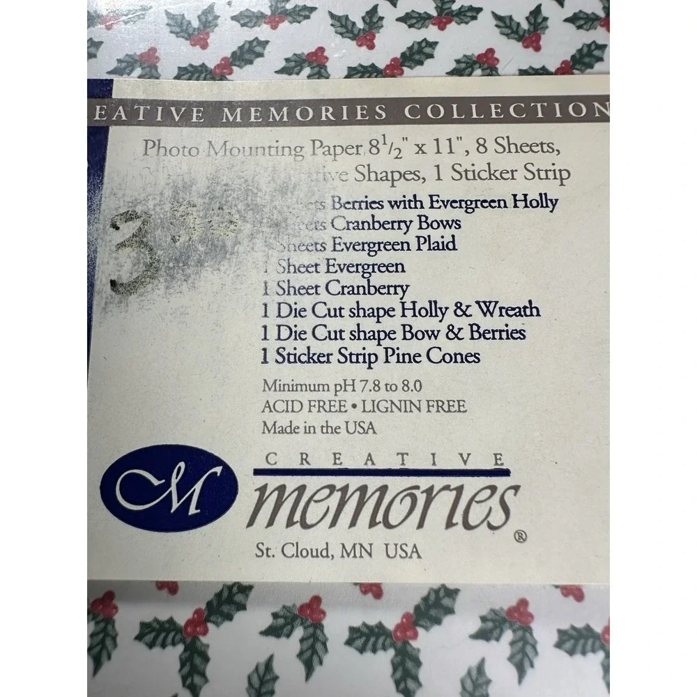 Creative Memories 8 1/2 X 11 Xmas Photo Mounting Kit Paper, Stickers